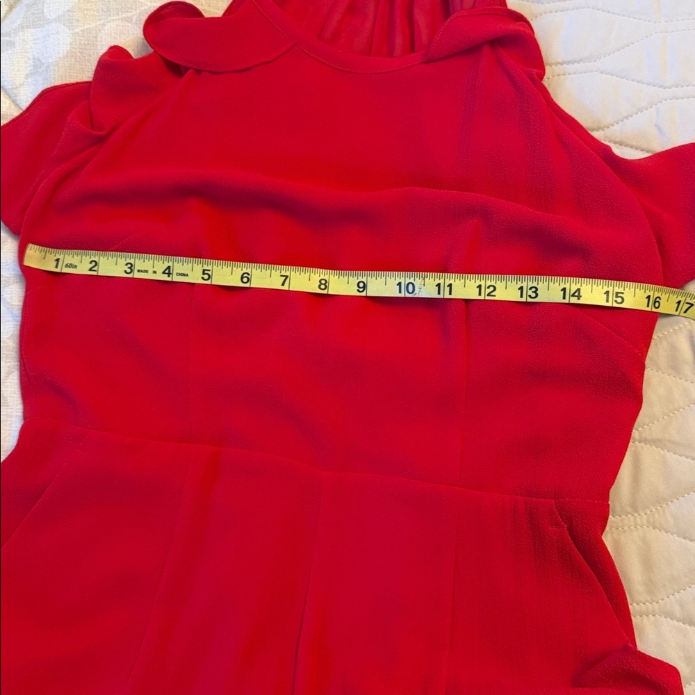 Whistles Red Ruffle-Shoulder Jumpsuit - Picture 14 of 14